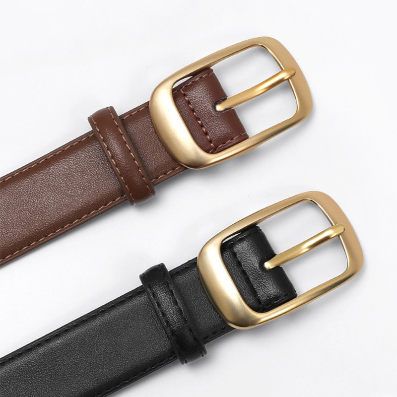 2024 europäischen und Amerikanischen Neue Mode Lässig Vielseitig Jeans Zwei Schicht Rindsleder frauen Einfarbig Gürtel Gürtel Minimalistischen Stil_voghion.com