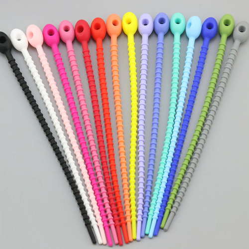 A3163 data harness silicone strap reusable retractable silicone rope silicone cable tie wire binding strap