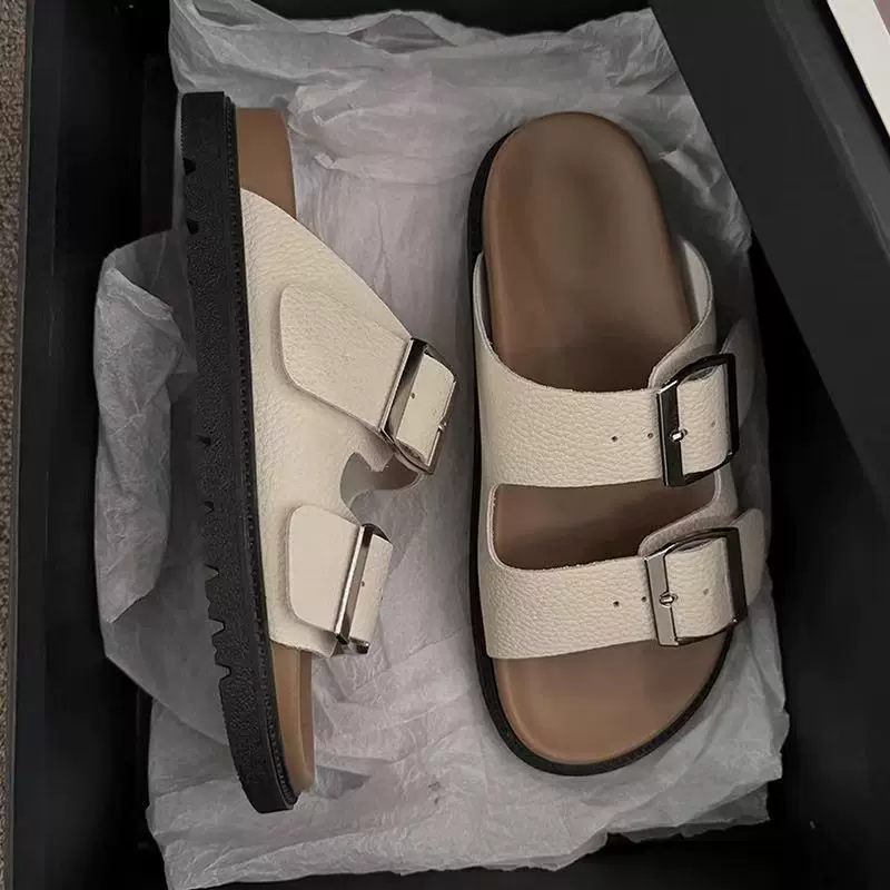 时尚厚底拖鞋女夏外穿2024新款仙女风配裙子高级感一字拖勃肯凉鞋