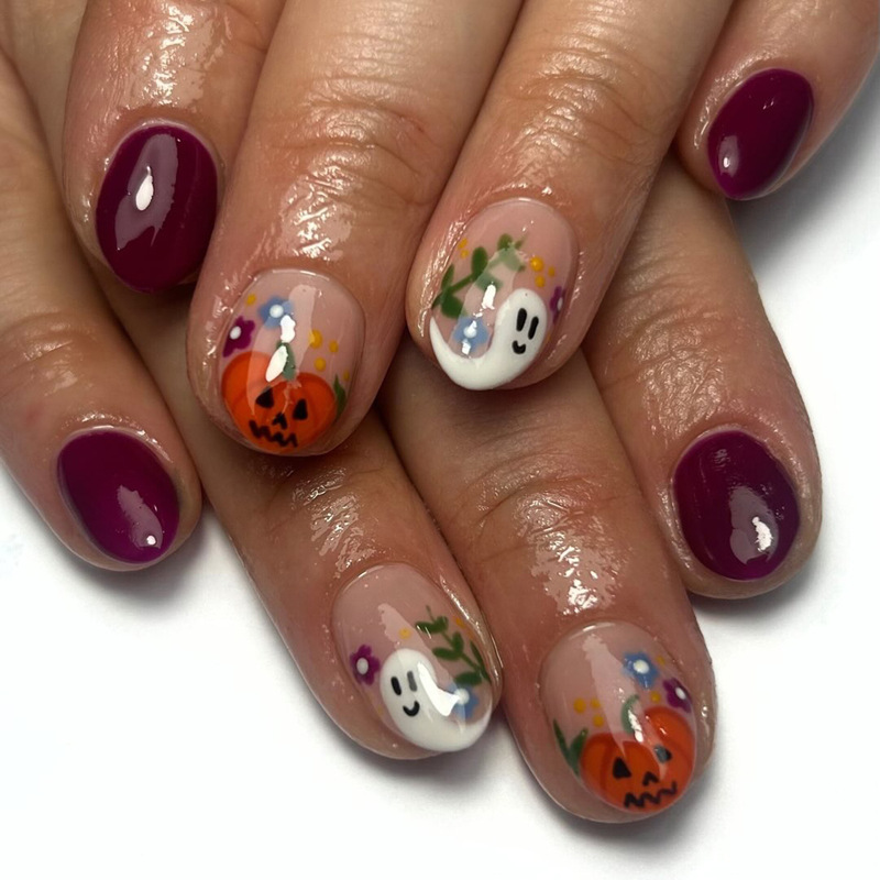 European and American Style 24-Piece Short Almond-Shaped Wearable Nails Halloween Red Series Pumpkin Ghost Nail Stickers European and American Style 24-Piece Short Almond-Shaped Wearable Nails Halloween Red Series Pumpkin Ghost Nail Stickers