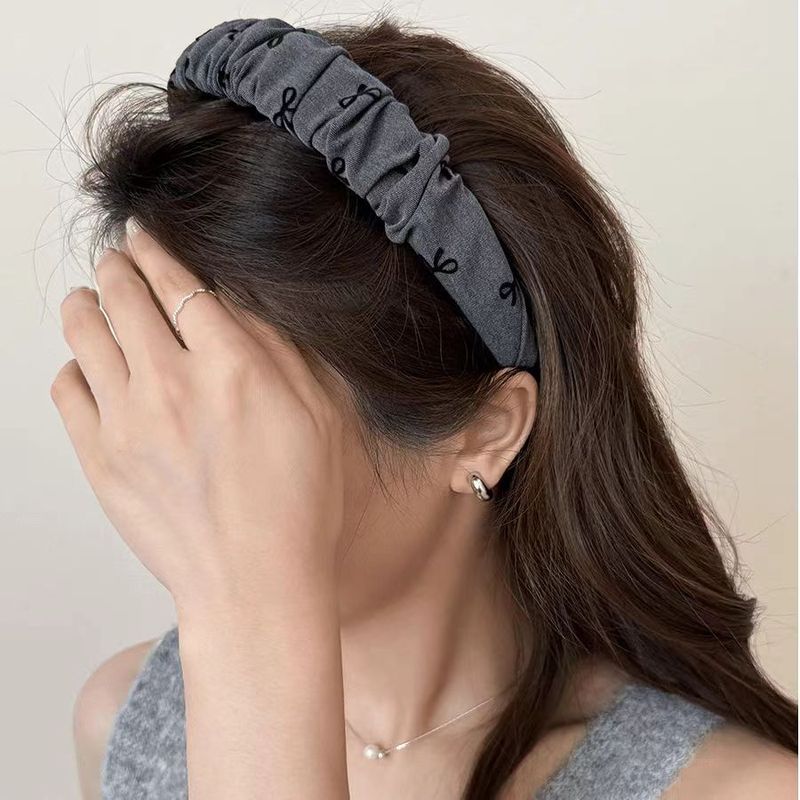 蝶結びプリーツつば広ヘッドバンド女性のための夏 2025 新しいヘッドバンド洗顔ハイエンド女性のファッションヘッドバンドヘアアクセサリー|undefined