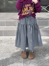 春秋中大童长裙子洋气秋装格子半身裙中长款a字裙秋冬新款女童