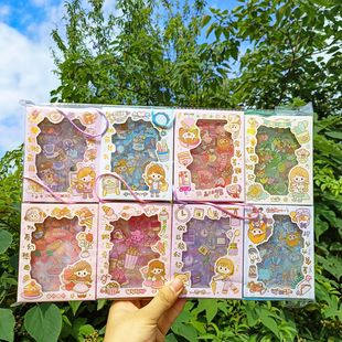 Cartoon Cute Hand Account Sticker Goo Card Set Student Children's Small Gift Goo Card Sticker Paper Gift Box Wholesale Set