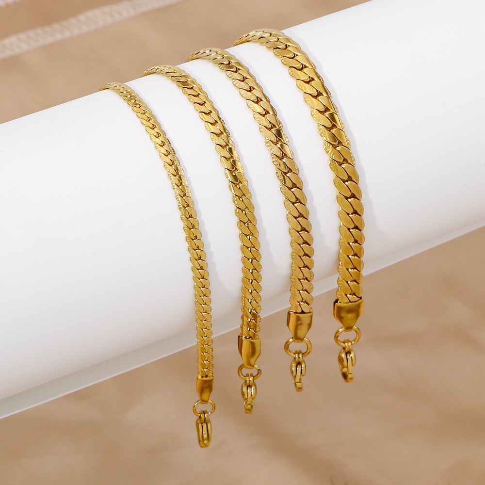 1 Piece Quantity Real Gold Plated Geometric 316 Stainless Steel Vintage Style Classic Style Waterproof Non Tarnish 316 Stainless Steel Chain Bracelet