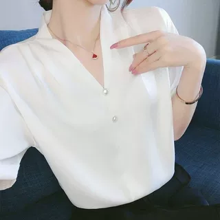 气质洋气短袖衬衫女2026夏季新款法式上衣设计感小众领衬衣