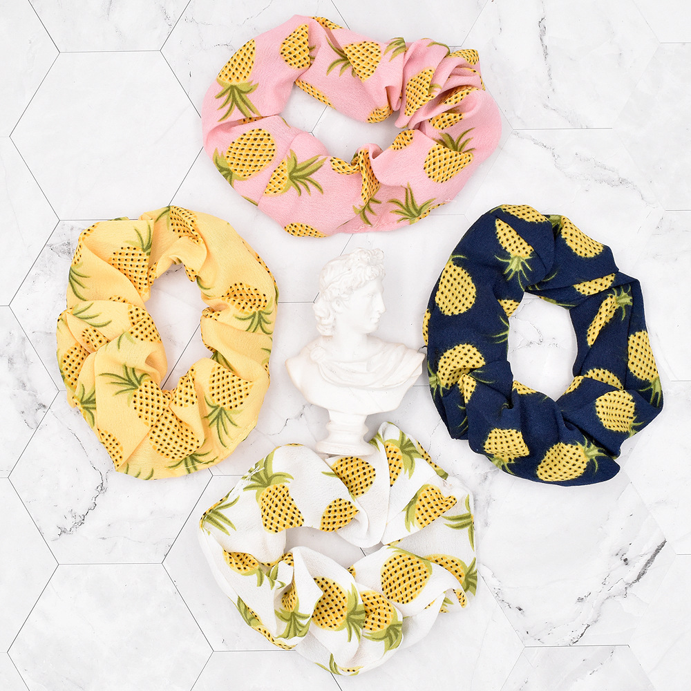 Retro Pineapple Fruit Fabric Printed Hair Rope display picture 1