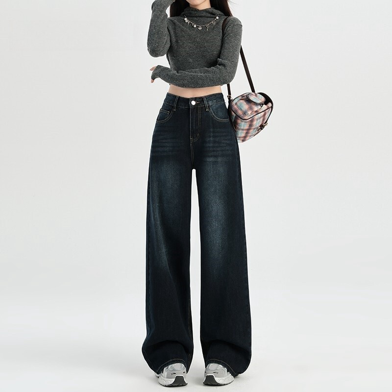 Women's Wide-Leg Jeans 2026 Spring New Style Petite High-Waisted Slimming Drapey Loose Straight-Leg Floor-Length Pants Women's Wide-Leg Jeans 2026 Spring New Style Petite High-Waisted Slimming Drapey Loose Straight-Leg Floor-Length Pants