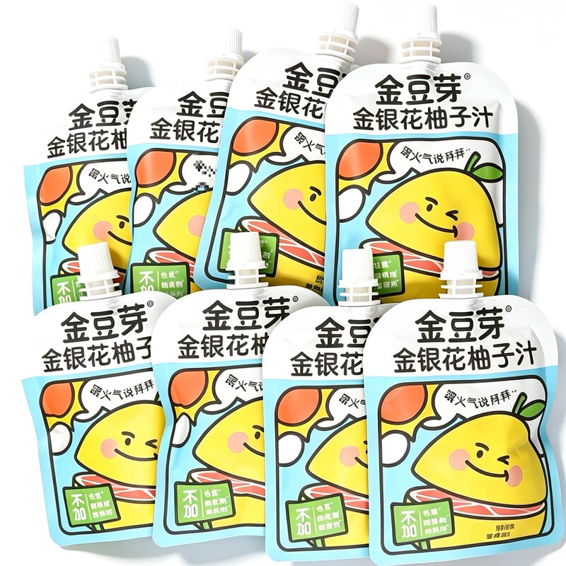 Golden bean sprout, honeysuckle, and pomelo juice – a plant-based beverage in convenient pouches, perfect for children, refreshing, and easy to carry. Also available in bulk as a fruit juice drink Golden bean sprout, honeysuckle, and pomelo juice – a plant-based beverage in convenient pouches, perfect for children, refreshing, and easy to carry. Also available in bulk as a fruit juice drink