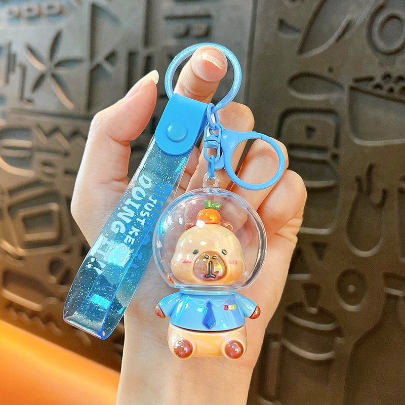 漫画スペースカピバラ電気メッキカピバラキーホルダーかわいいバッグペンダント人形カップルペンダント小さなギフト|undefined