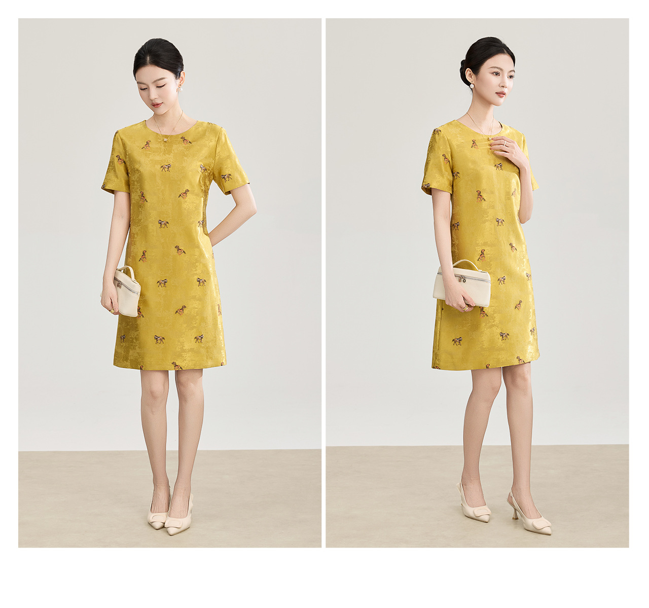 Đầm maxi nữ tay ngắn thêu hoa văn jacquard, chất liệu linen phối ren — màu hồng chi tiết 20