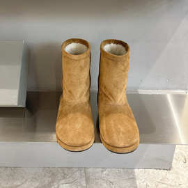 2025冬季新款时尚中筒雪地靴女加绒保暖防滑休闲复古厚底勃肯棉靴