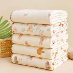 A four-layer cotton gauze small baby blanket, newborn stroller, pure cotton gauze cover, double-layer gauze multi-functional cover.