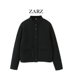 ZARZ 自制 欧美风 新款女装  粗纺夹棉长袖小立领女式棉衣棉服