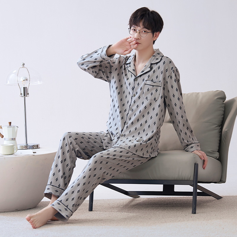 Pijamas de hombre primavera y otoño de algodón puro 2023 nuevos hombres de manga larga resistente ropa para el hogar Otoño e Invierno