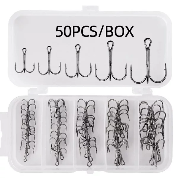 Triple Hook Set 50 Pieces/Box Lure Fishing Hooks Fishing Gear (Ordinary Hooks)