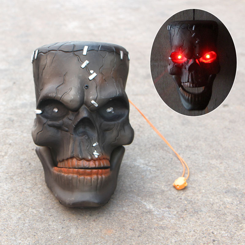 Halloween cráneo colgante iluminiscente eléctrica sonora cráneo fantasma casa fantasma habitación secreta fiesta disfraz de hechizo props