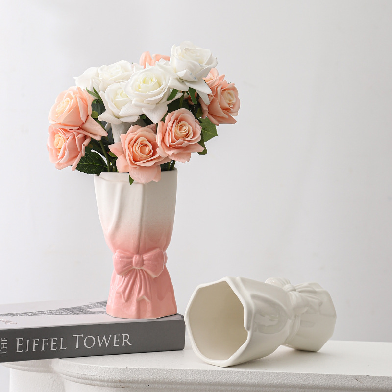 Flores europeas de mano decoración decorativa sala de estar artística flor decorativa rosa hidropónica decoración de mesa