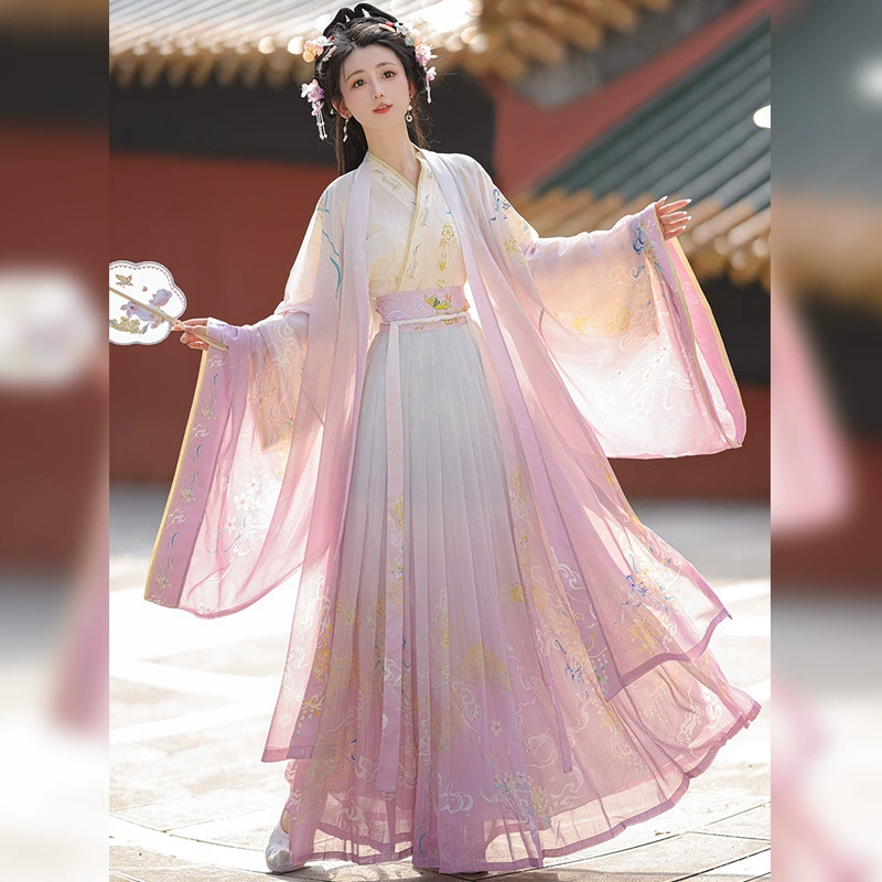 Hanfu Girls 2024 новый оригинальный [Cangyue] Вэй Цзинь Fenghan Элементы улучшены для ежедневного набора для взрослых весной