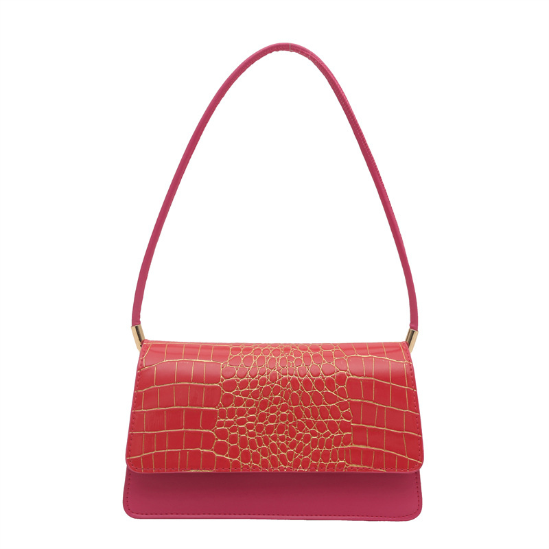 2025 primavera nuevo color sólido temperamento cocodrilo bolso de mano bolso de hombro de moda moda moda elegante bolso de mujer debajo de las axilas