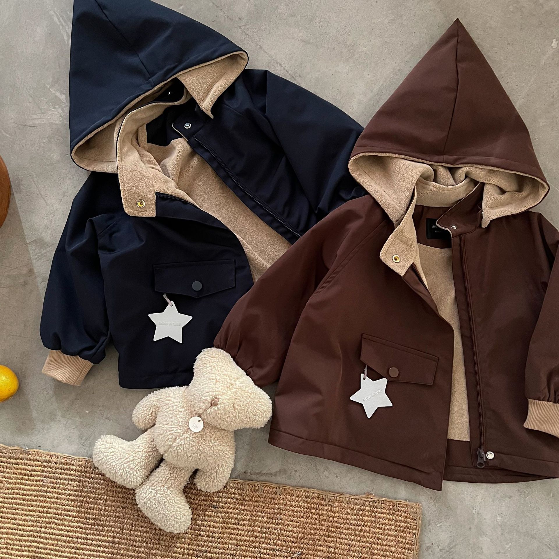 Children's 2024 Autumn New Product Men's and Women's Clothing Hooded Thick Coat Baby Personalized Zipper Jacket_voghion.com