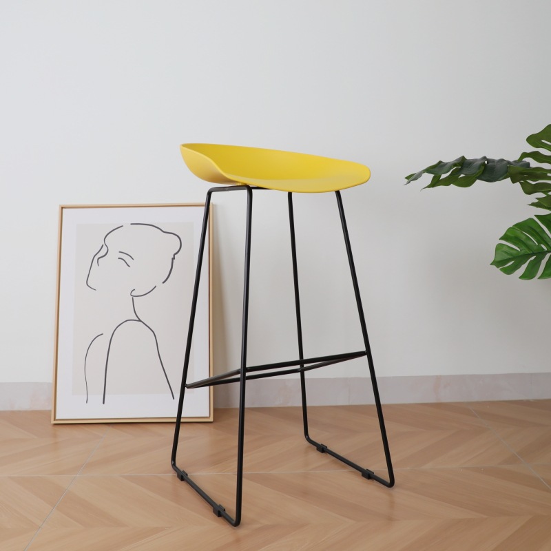 Silla de Bar nórdica moderna silla de Bar de plástico minimalista pierna reforzada ocio barra clara recepción Cafe silla alta