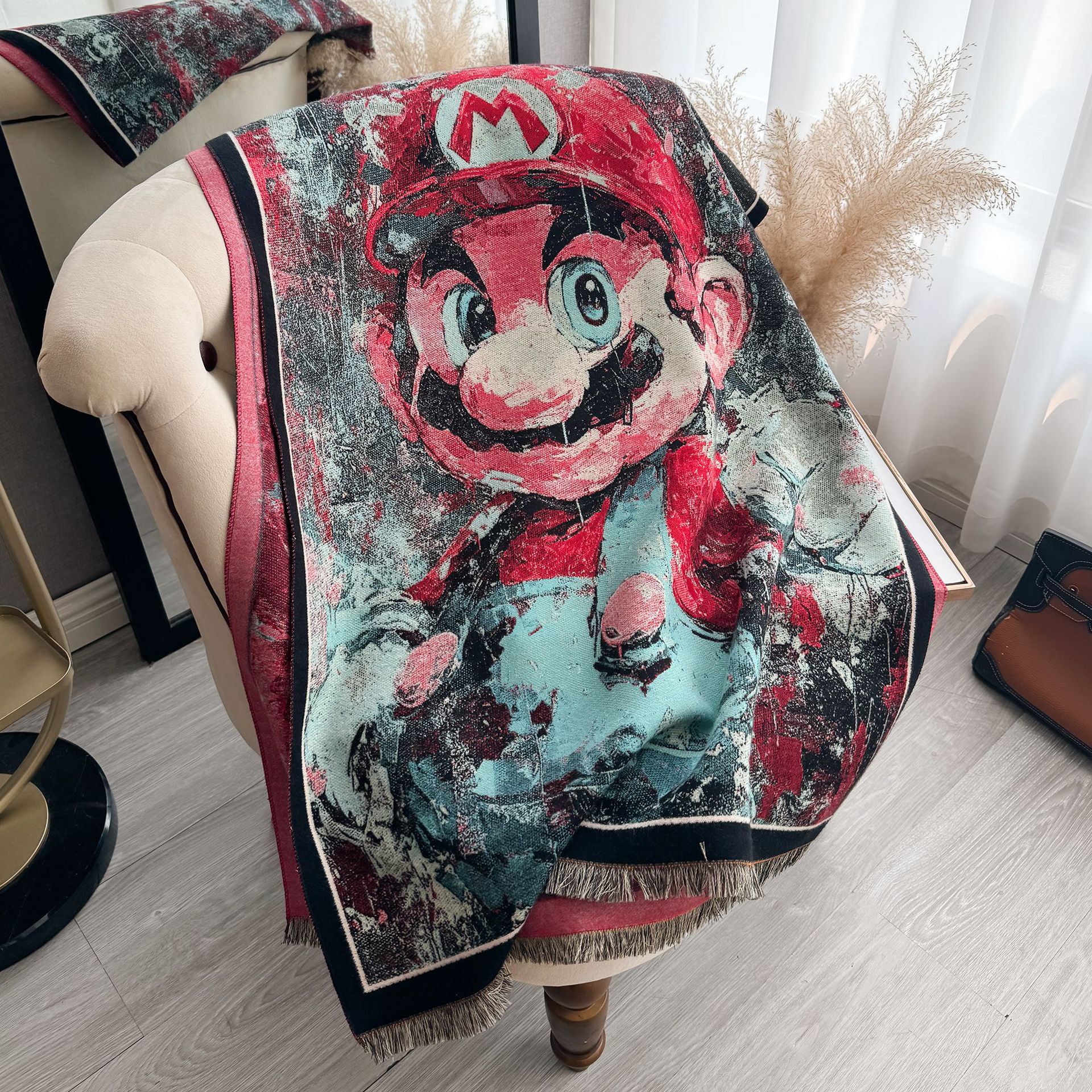 Retro pintura al óleo en color serie de combinación de imitación de cachemira gruesa mantel caliente otoño invierno nuevo estilo de literatura bufandas versátiles mujeres