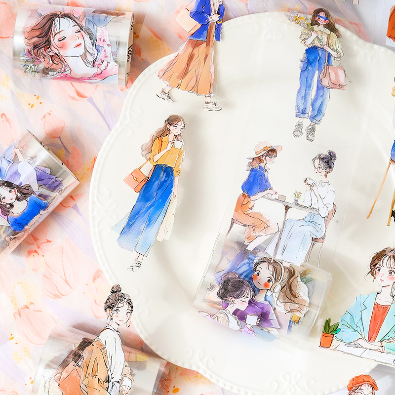 Serie de años suaves Personajes pequeños y frescos troquelados de aceite especial Cuentas de mano Material de collage de decoración de bricolaje Cinta de mano