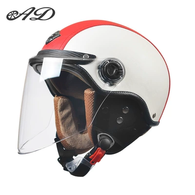 Certified Safety – Motorcycle Safety Supplies - 3c-leather-red-removable-ear-protection-hd-long-mirror-one-size-fits-all-suitable-for-head-circumference-55-62