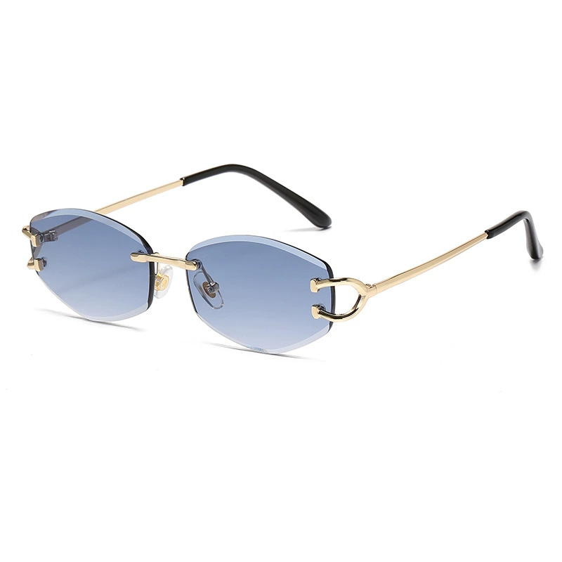 [6083时尚无框切边太阳镜女 新款欧美潮版男女街拍墨镜sunglasses]