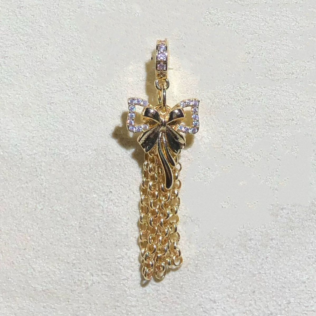 14K Gold-Plated Color-Preserving Crystal DIY Accessories Snowflake Bow Tassel Pendant Tassel Spacer Beads Bracelet Accessories