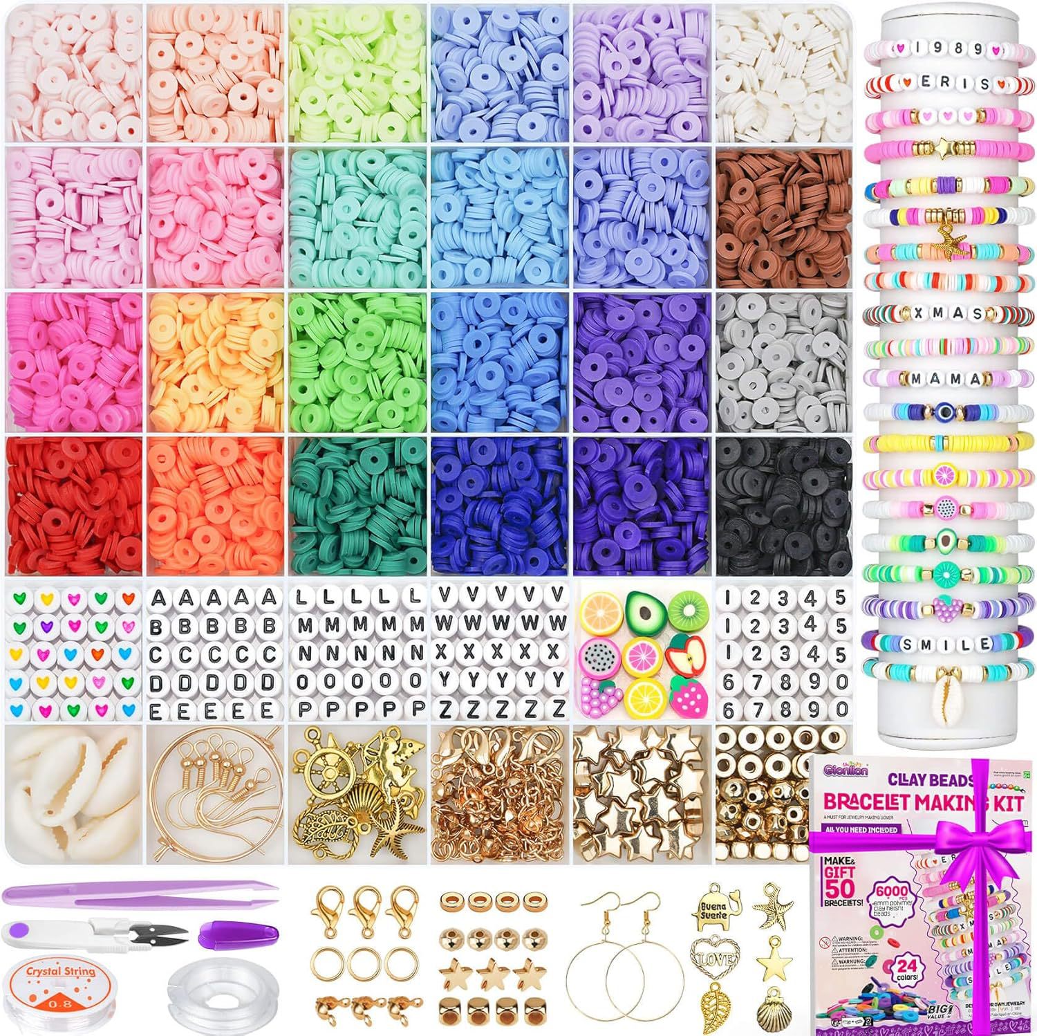 Ventas transfronterizas calientes de 6mm de cerámica blanda letras cuentas de cuentas de color cuentas de cerámica blanda caja de pulseras de chicas conjunto de combinación DIY