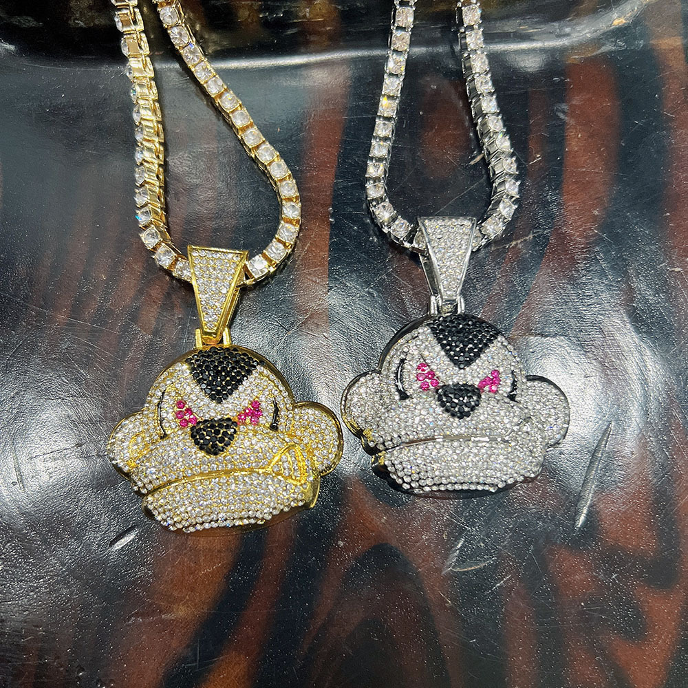 Big Mouth Monkey Pendant With Cuban Chain Necklace Fashion Style_voghion.com