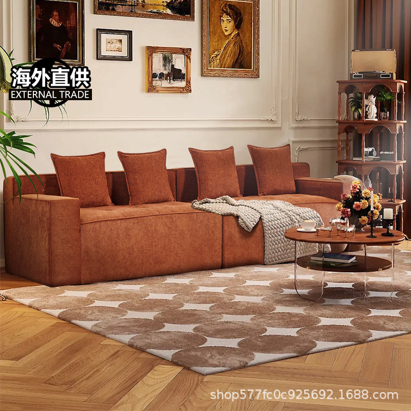 Sofá de bloque de tofu de compresión transfronteriza simple y moderno sofá de tela de fila recta de casa pequeña