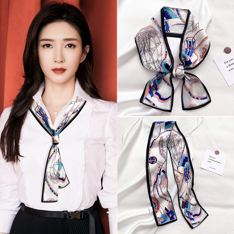 Scarf Women's 2024 New Spring and Autumn Thin Narrow Long Tie Bag Hair Belt Ribbon Matching Shirt Tie Decorative Scarf