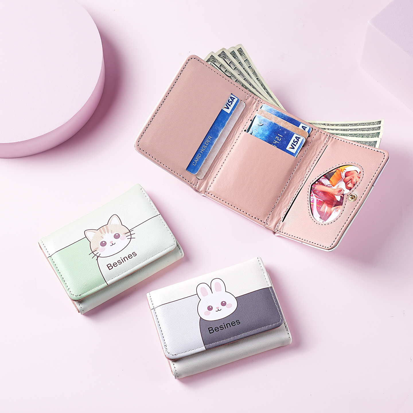 Hot-selling new mini wallet for women, short and cute tri-fold wallet, Korean style, student personalized coin and card holder