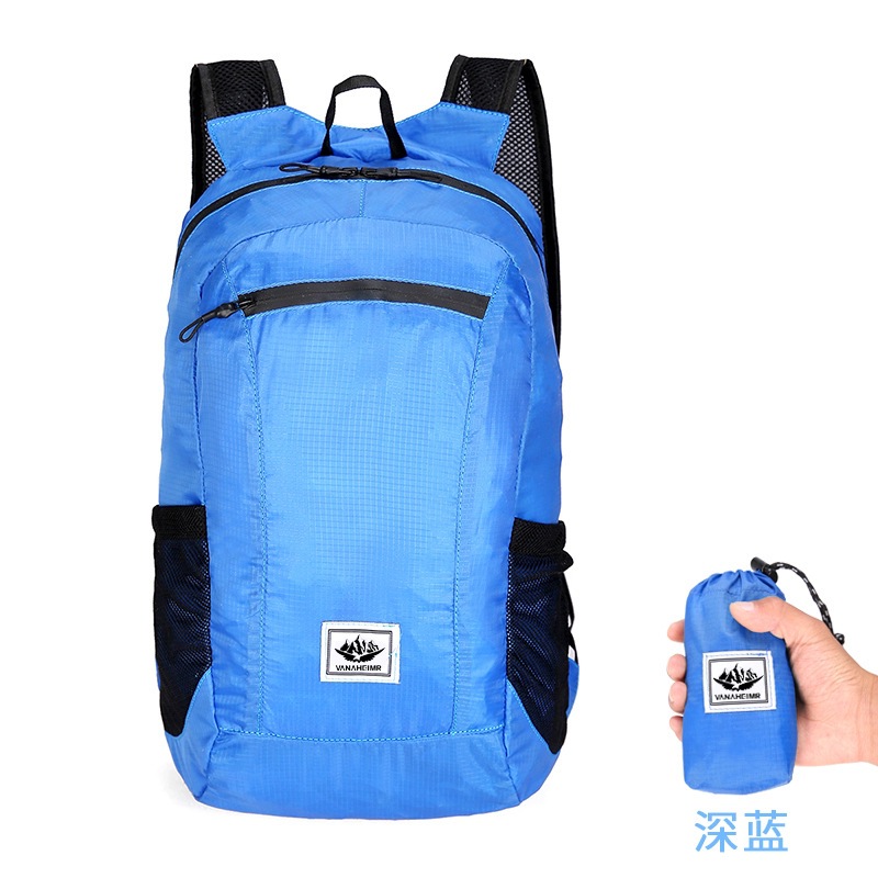 Mochila deportiva al aire libre al por mayor mochila plegable portátil simple a prueba de salpicaduras bolsas de piel cómodas y livianas