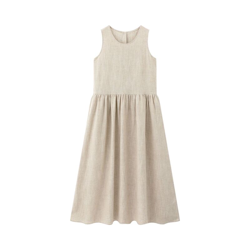 Sleeveless dress for women, summer style, simple A-line dress, mid-length solid color tank dress, French-style elegant dress Sleeveless dress for women, summer style, simple A-line dress, mid-length solid color tank dress, French-style elegant dress