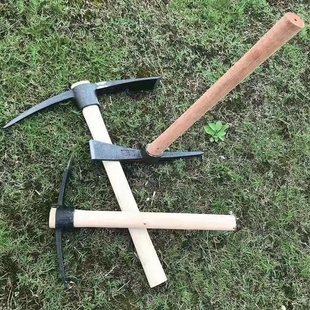 Multi-functional large small size durable outdoor pickaxe head digging tree root clearing bamboo shoots cross pickaxe with wooden handle free shipping