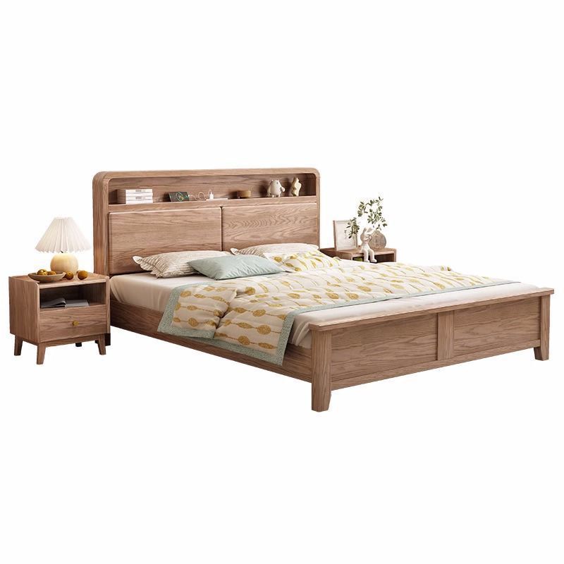 Cama de madera maciza completa nórdica 1,5 m 1,8 m cera blanca cama doble pequeño apartamento moderno simple Almacenamiento de presión de aire cama de boda