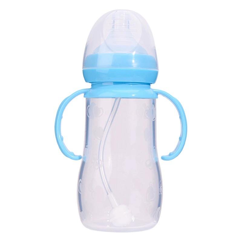 Бутылочка для кормления 240 мл, имитирующая грудное молоко, антиколиковая, ударопрочная, с ручками, с трубочкой, обучающая чашка для питья