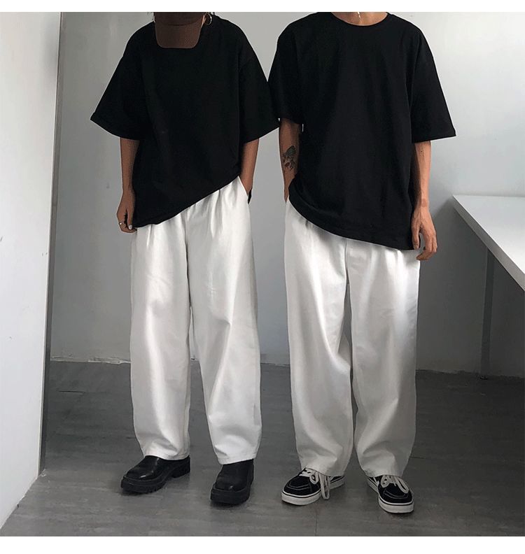 Oversize japanska par, hög midja, löst sittande inlägg, retro, lata, avslappnade, vida ben, jeansbyxor, moppbyxor, män och kvinnor_voghion.com