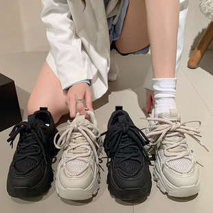 Clunky sneakers for women 2024 new popular spring and autumn online red super fire harbor style sneaker thick bottom all-match niche ins fashion