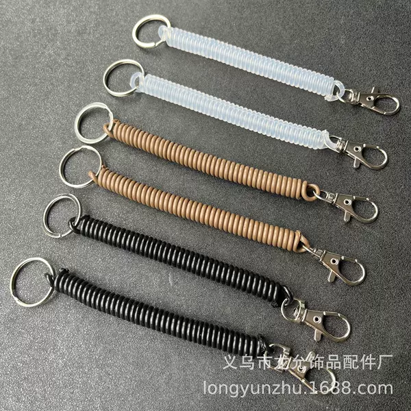 Retractable Phone Cord Key Chain Plastic Spring Lanyard Card Holder Bag Accessories Spring Cord Keychain