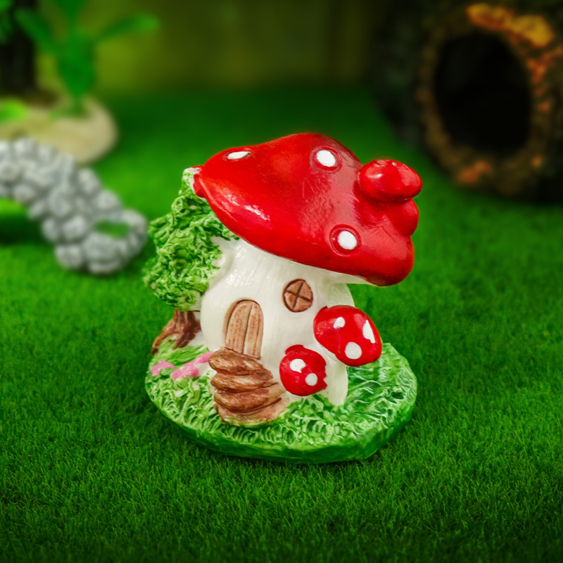 Cuentos de hadas micropaisajismo casa de hongos rojos decoración de la casa de los elfos simulación de PVC mini hongo de pie grande explosión