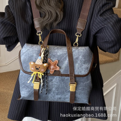 高级质感双肩包女2025新款时尚复古大学生书包外出通勤背包旅行包
