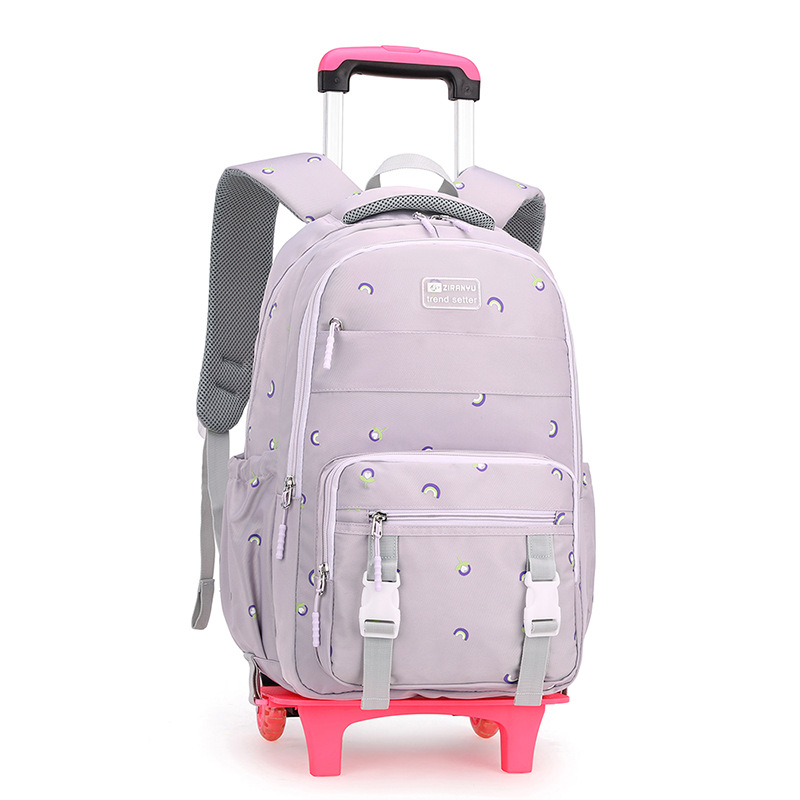 Venta caliente transfronteriza Carro de pescado natural mochila de las mujeres de seis ruedas de gran rueda de escalera de una sola pieza de entrega imprimible LOGO