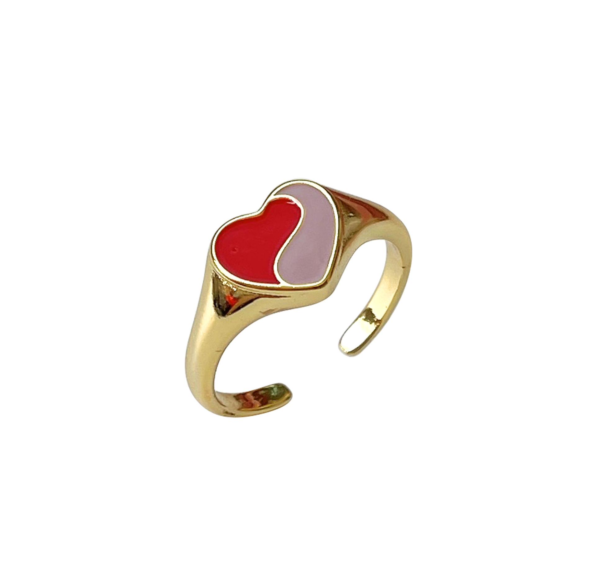 Fashion Heart Shape Frog Copper Enamel Open Ring 1 Piece