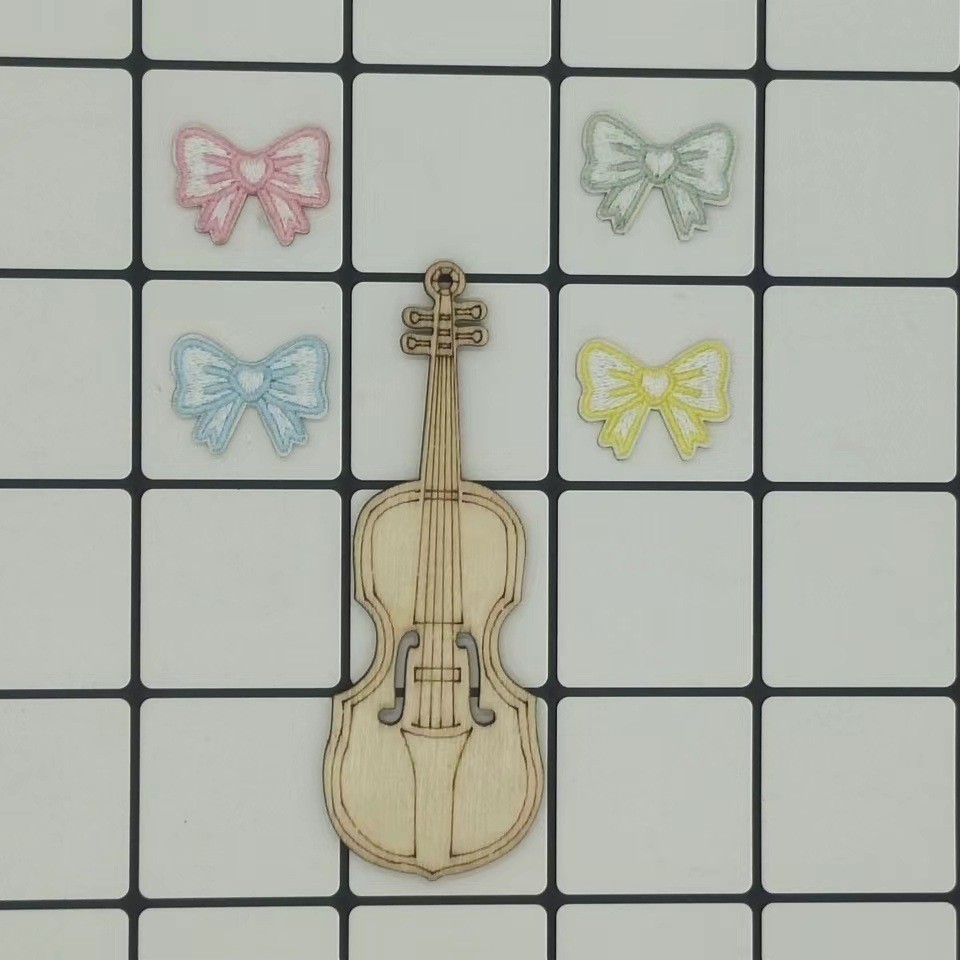 绣花标蝴蝶结diy手账配饰辅料补丁布贴胸针饰品发饰辅料刺绣贴