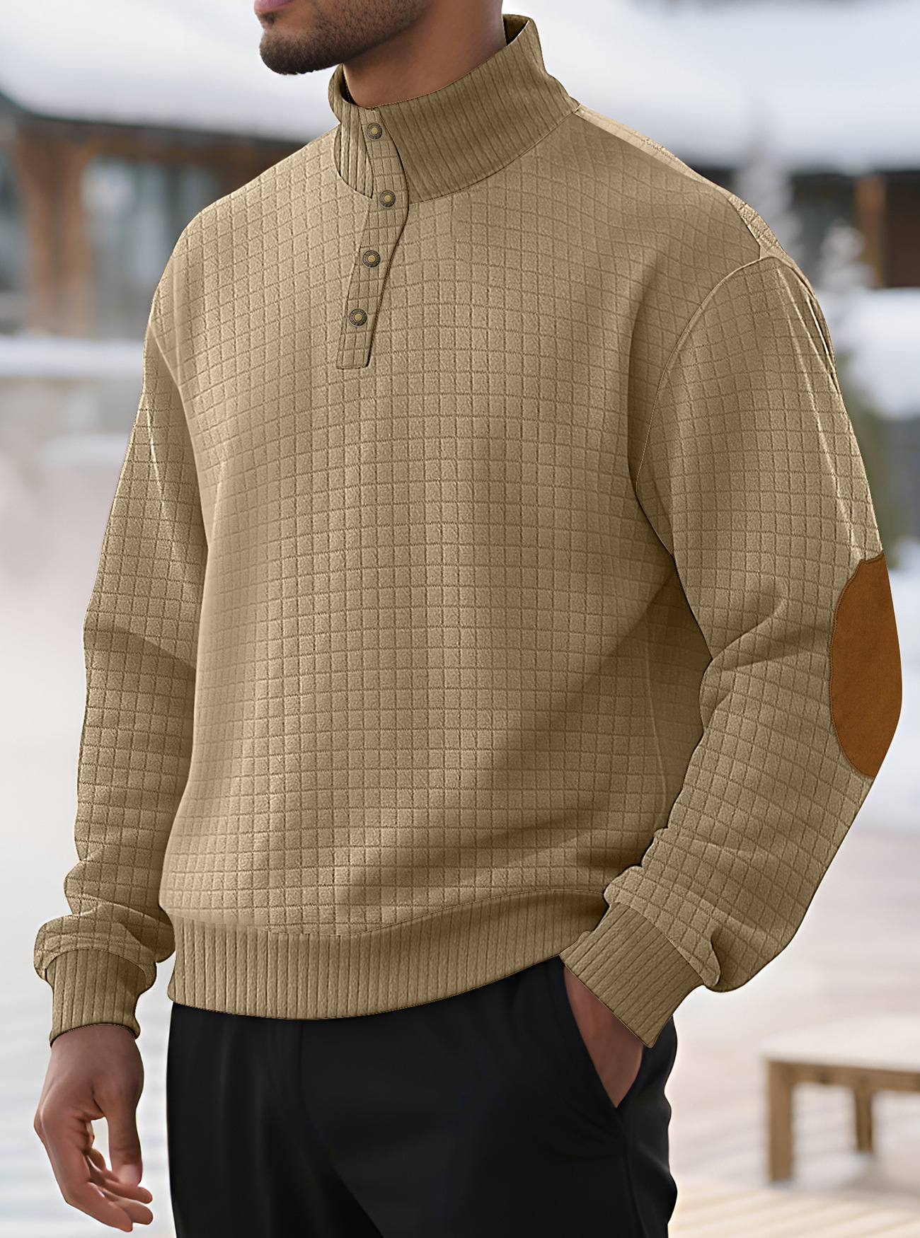 Nuevo otoño transfronterizo nuevo tamaño europeo para hombres Jacquard cuello pequeño jersey de punto chaqueta casual jersey Henry