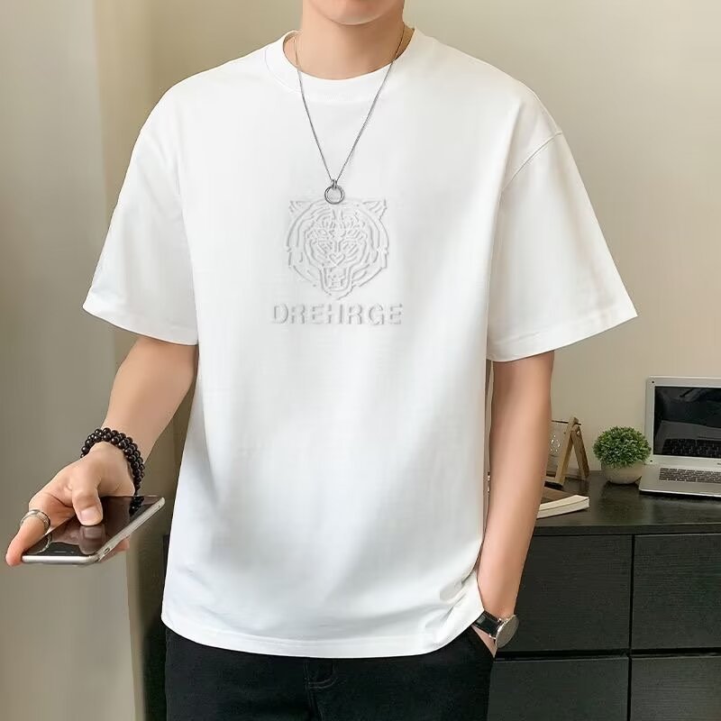 Camiseta de manga corta para hombres verano 2023 nueva media manga ins marca de moda camiseta de seda de hielo ropa suelta ropa de hombre